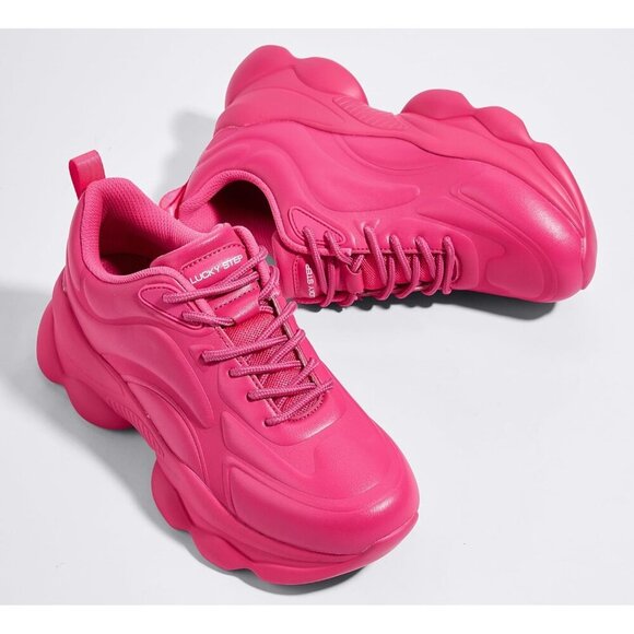 Women's 90s Chunky Sneakers Rope Platform Casual Thick Rave Walking Shoes Pink - Picture 6 of 9